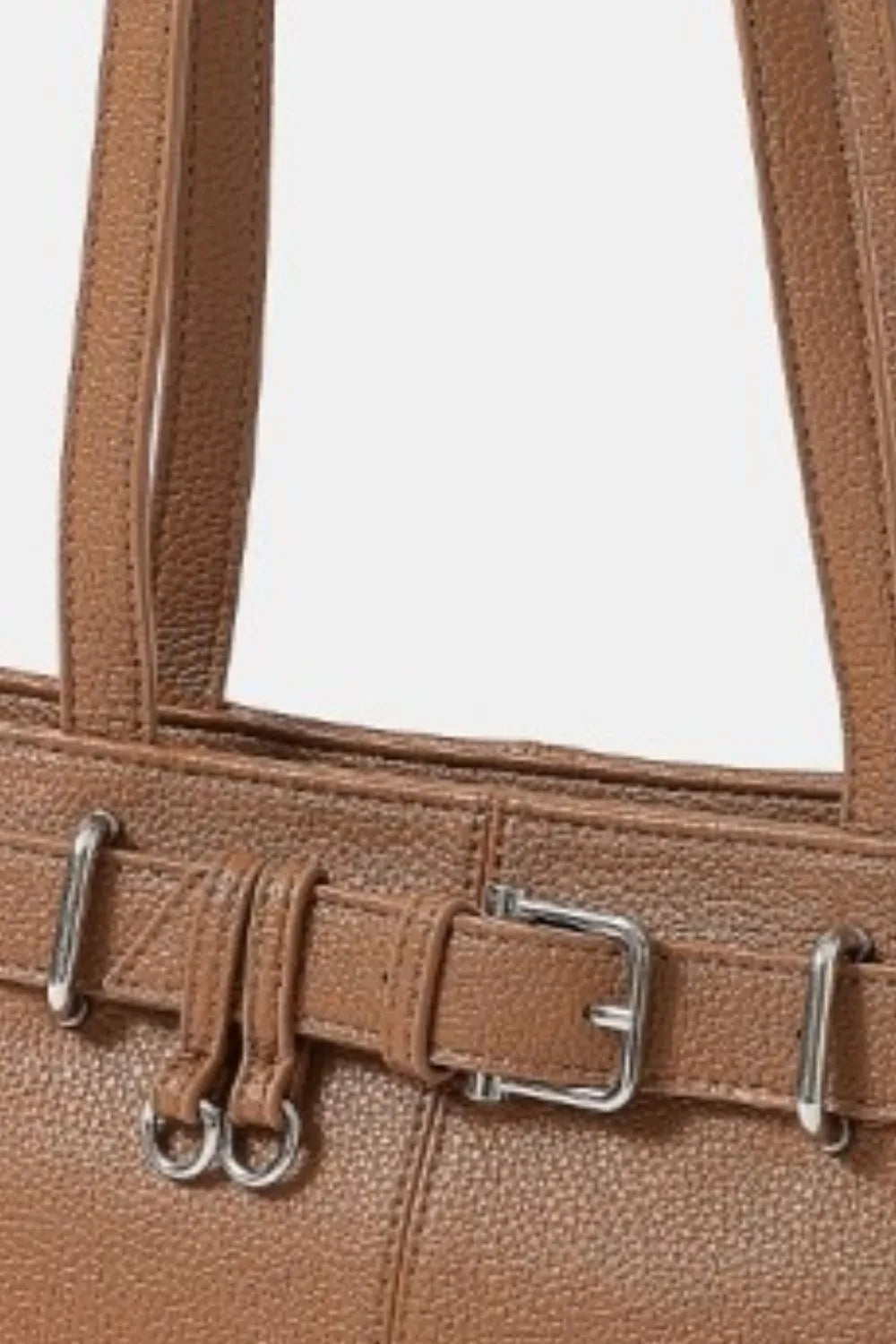Fame Belt Strap Textured Faux Leather Shoulder Bag Easy Apparels