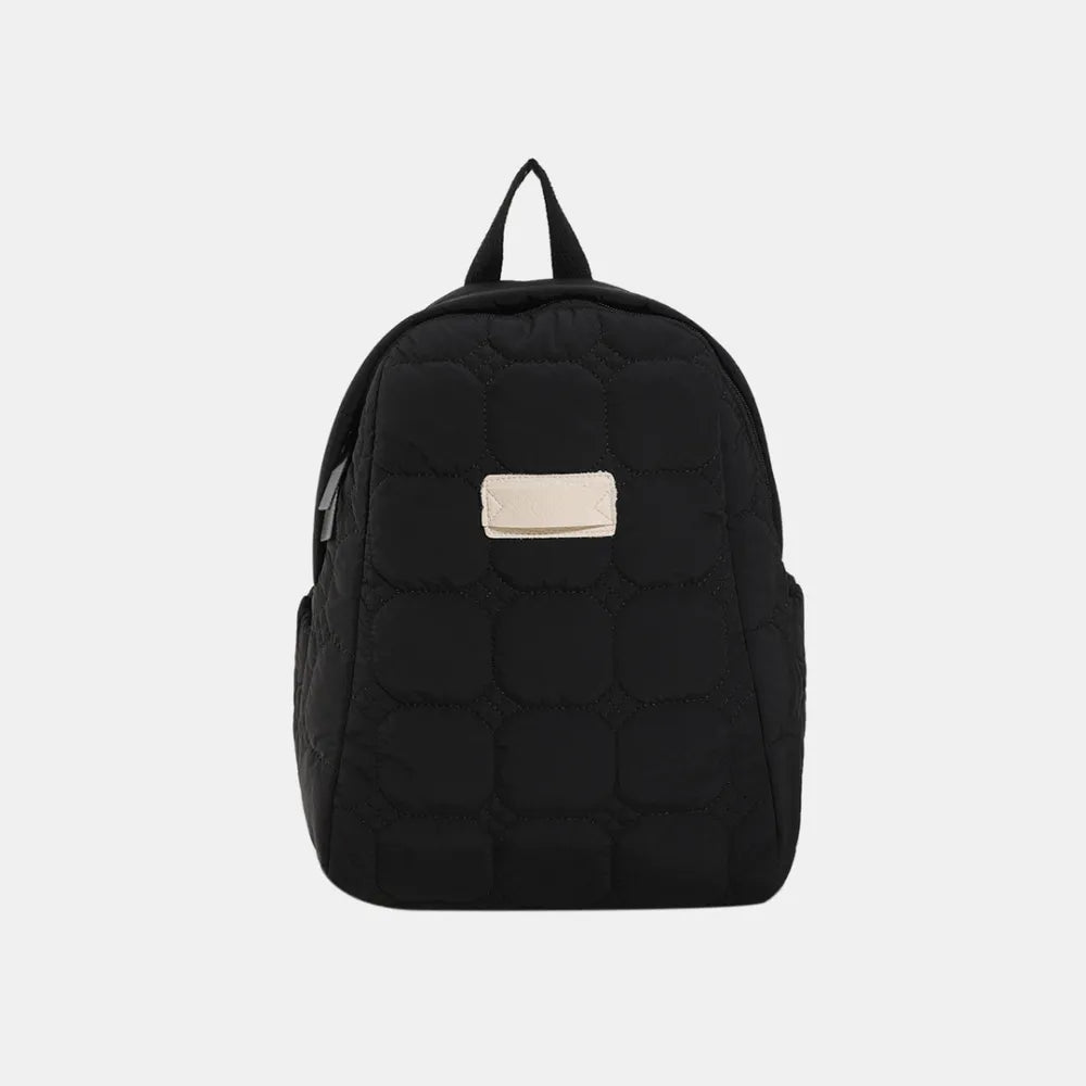 Quilted Polyester Backpack Bag Black One Size Easy Apparels