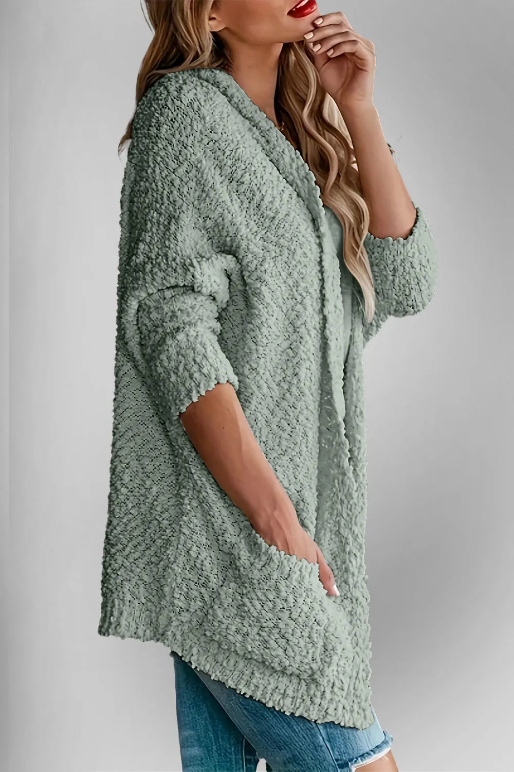 Double Take Pocketed Open Front Long Sleeve Cardigan Easy Apparels
