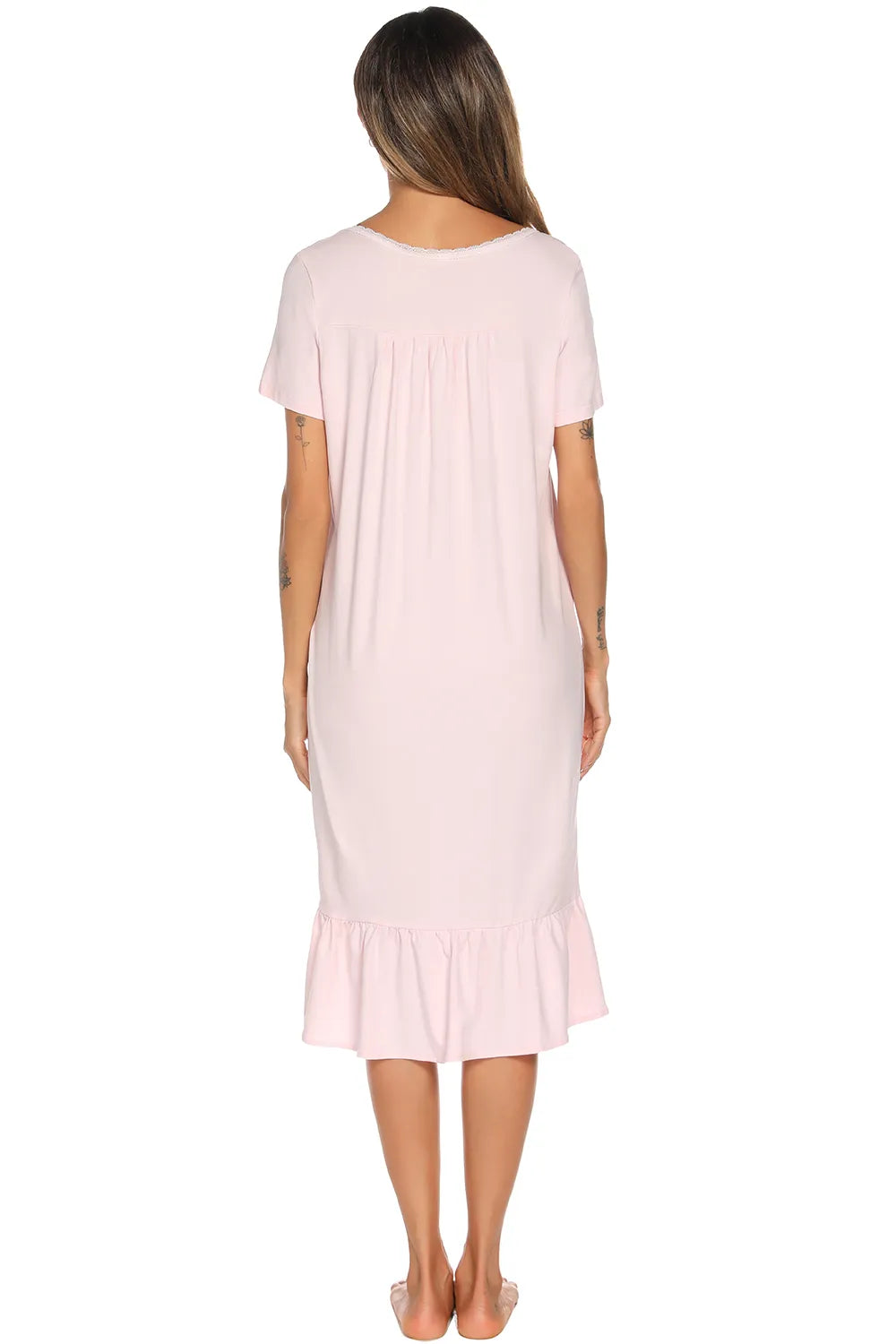 Lace Detail Square Neck Lounge Dress Easy Apparels