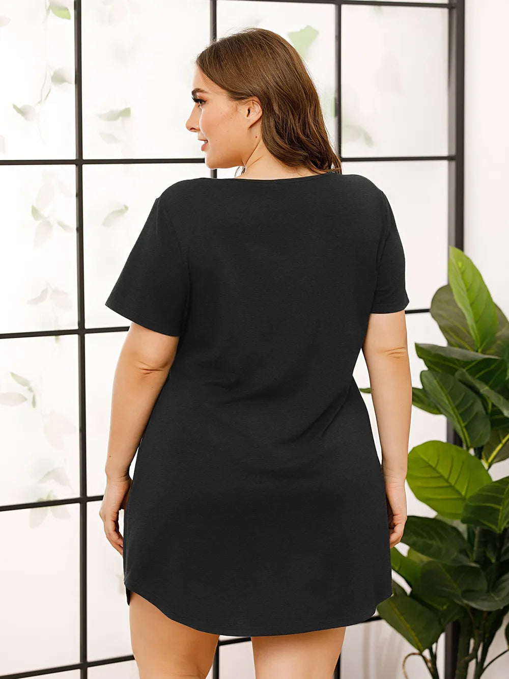 V-Neck Short Sleeve Lounge Dress Easy Apparels