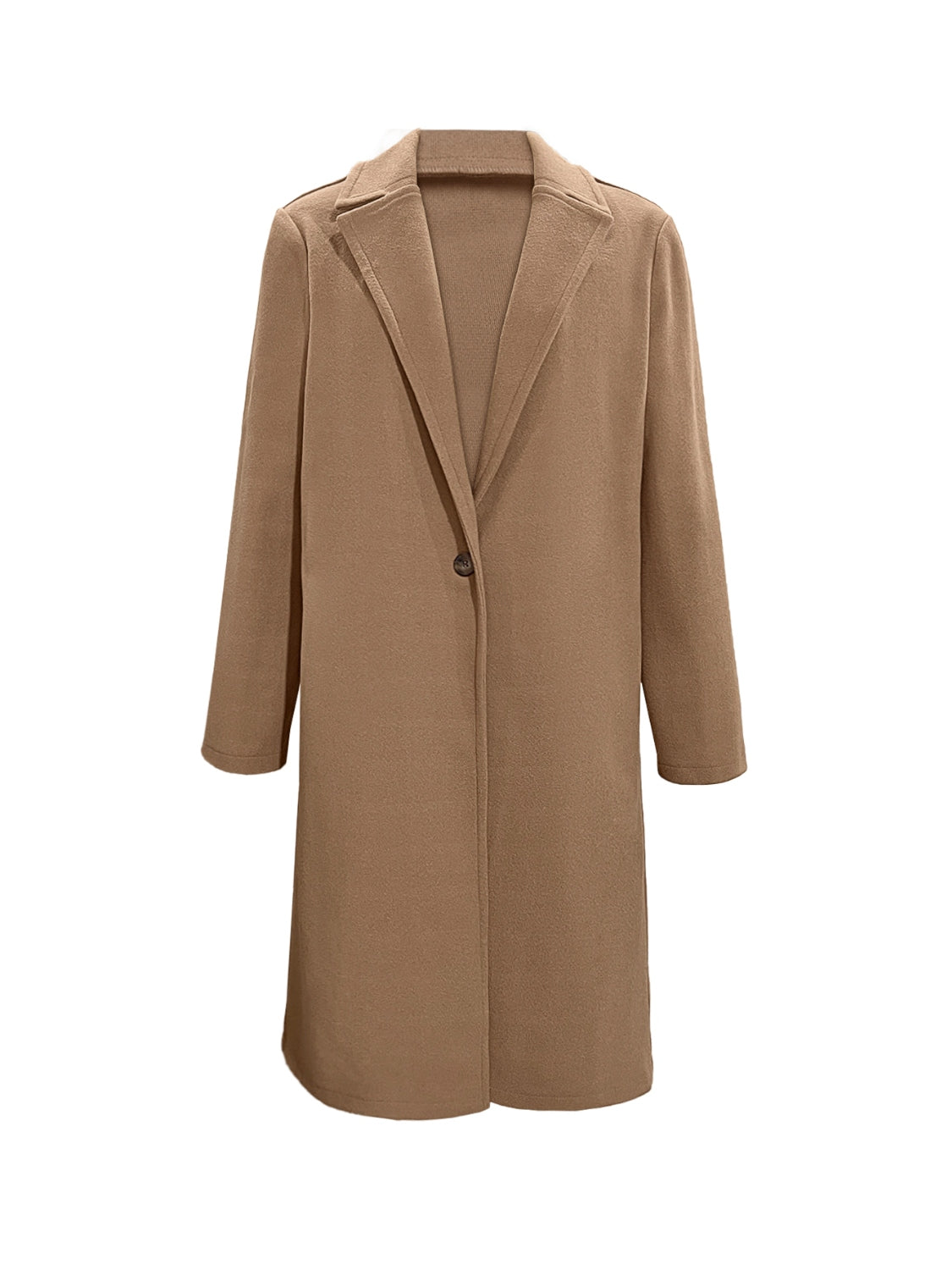 Collared Neck Button Up Long Sleeve Coat Easy Apparels