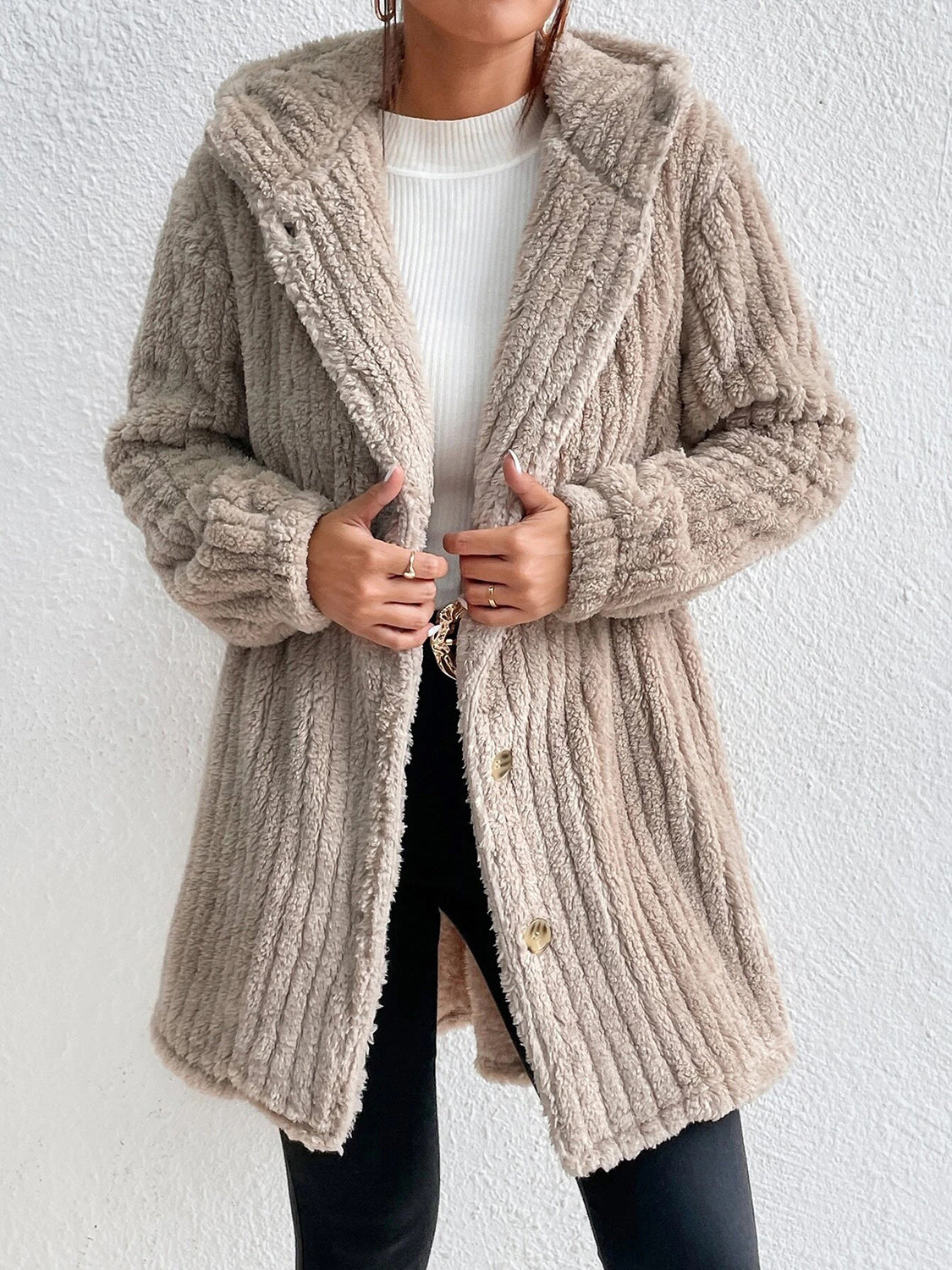 Button Down Hooded Coat Easy Apparels