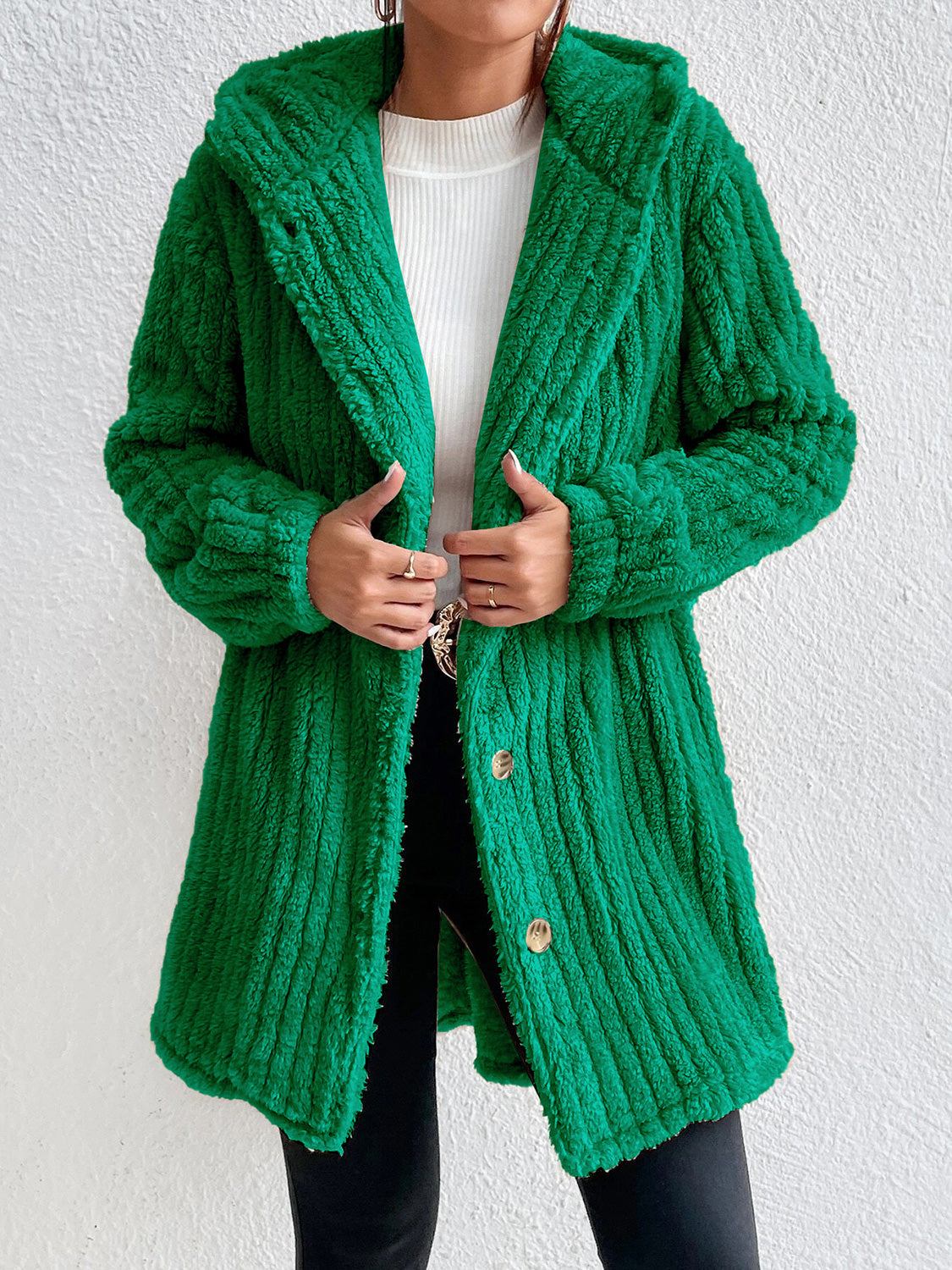 Button Down Hooded Coat Easy Apparels