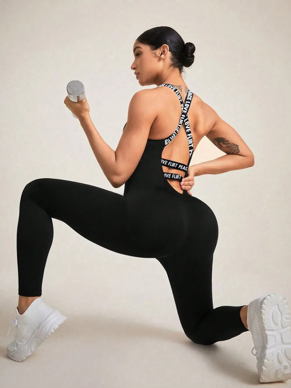 Crisscross Back Sleeveless Active Jumpsuit Easy Apparels