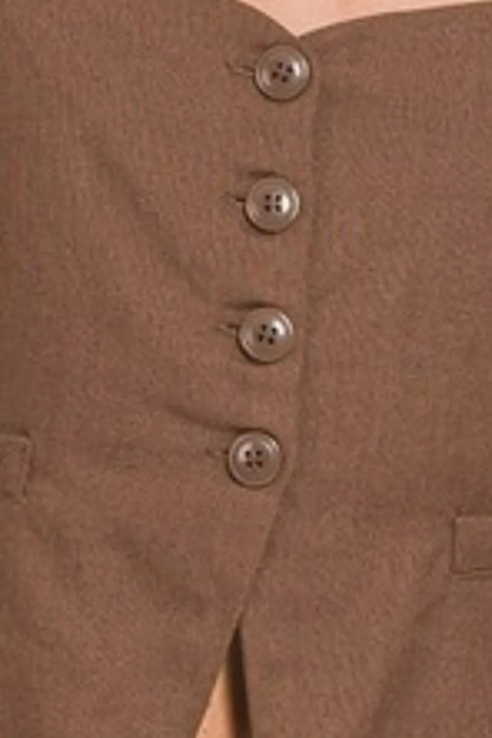 Zenana Linen Tie-back 4-button Vest with Lining Easy Apparels