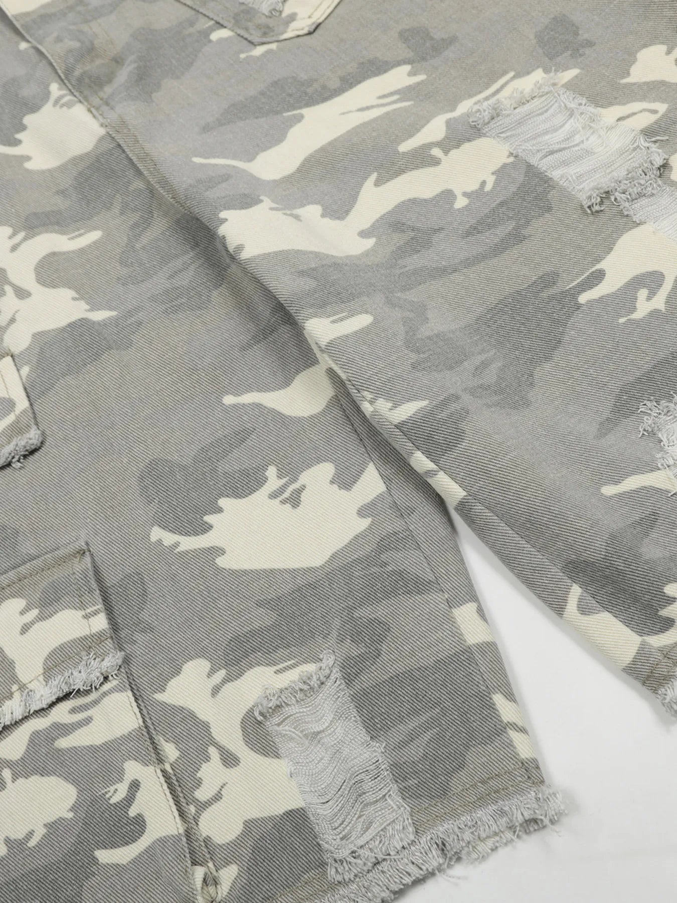 Men's Camouflage Denim Shorts with Raw Hem Easy Apparels