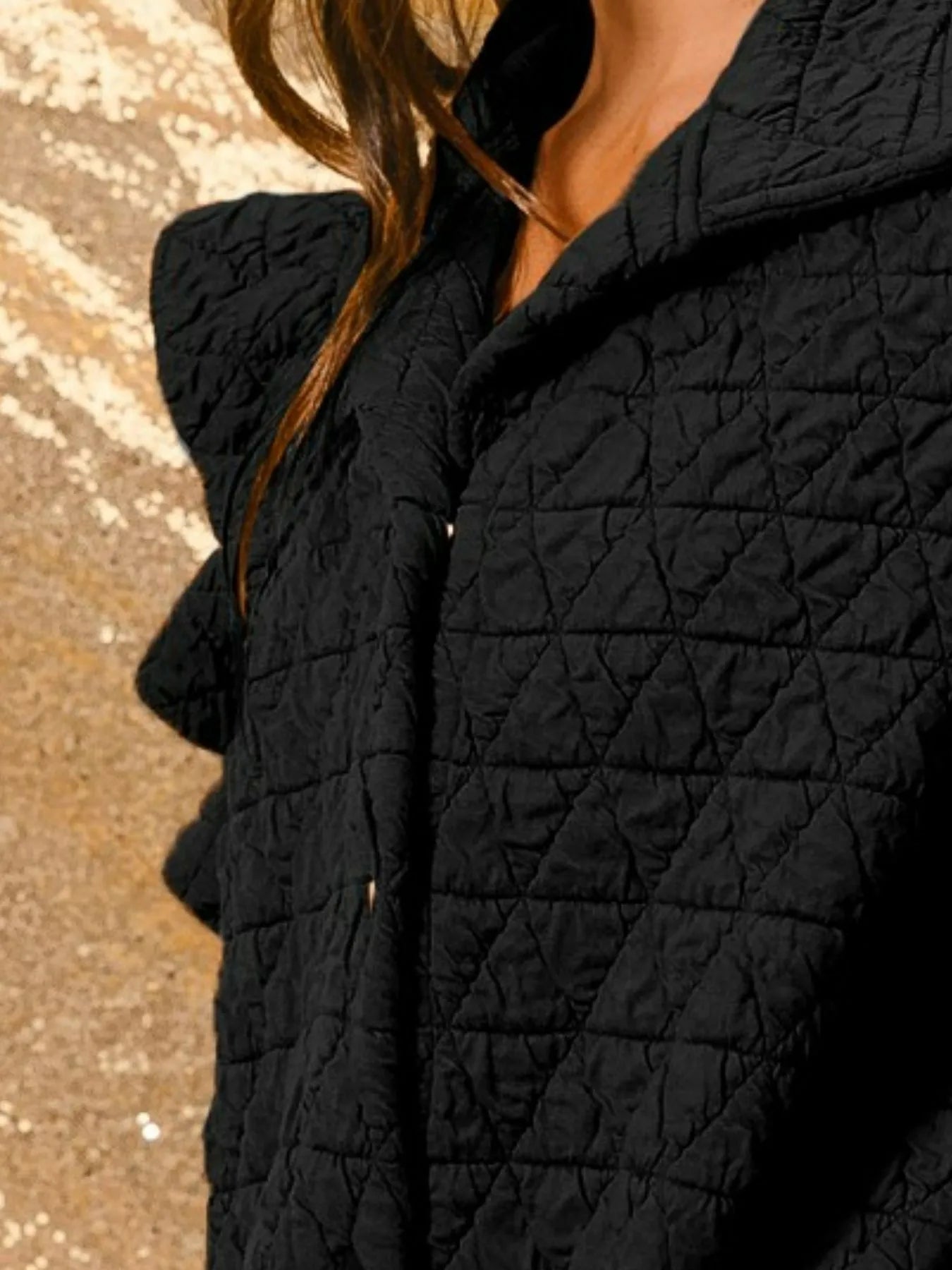 BiBi Quilting Knit Ruffle Sleeve Vest Easy Apparels