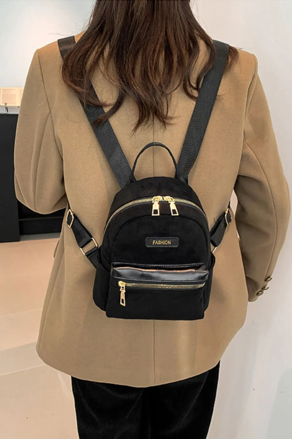Suede Adjustable Strap Backpack Bag Easy Apparels