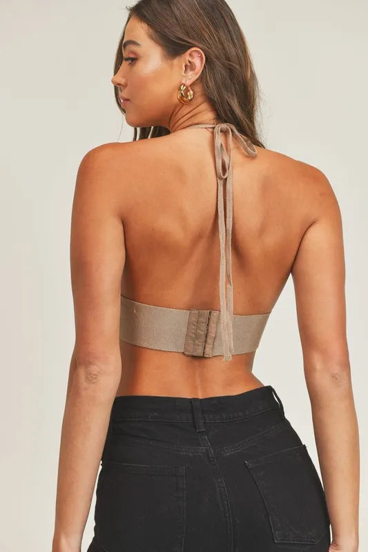 MABLE Long Sleeve Crop Sweater Top and Inner Bra Set Easy Apparels