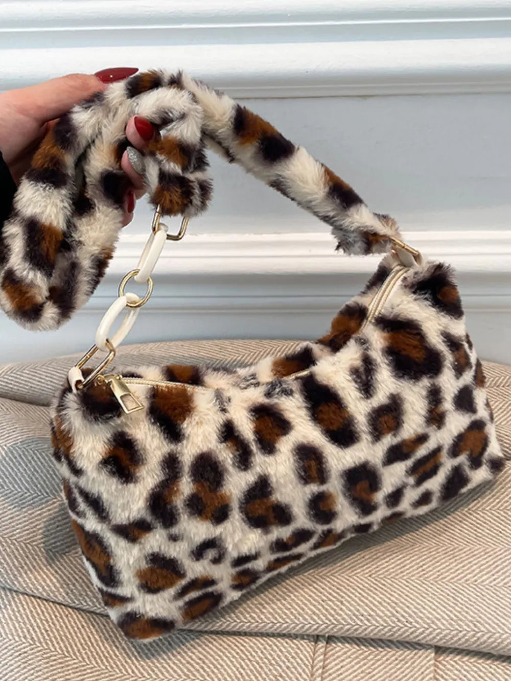 Leopard Fluff Shoulder Bag Easy Apparels
