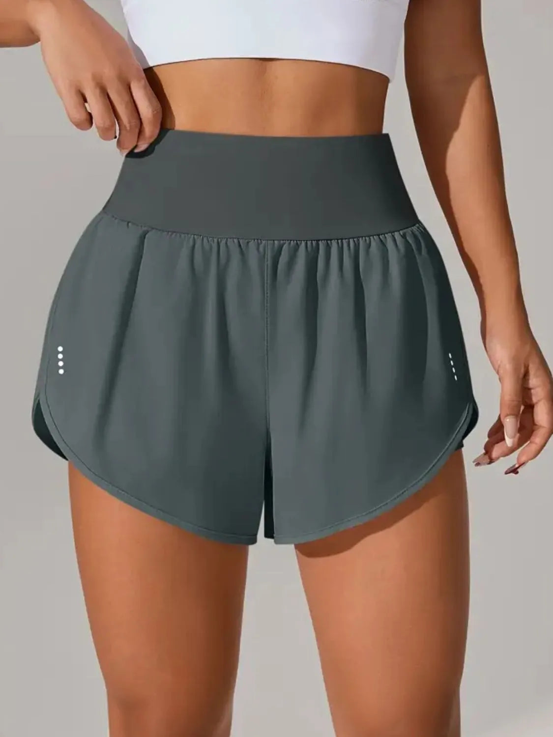 Pocketed High Waist Active Shorts Easy Apparels