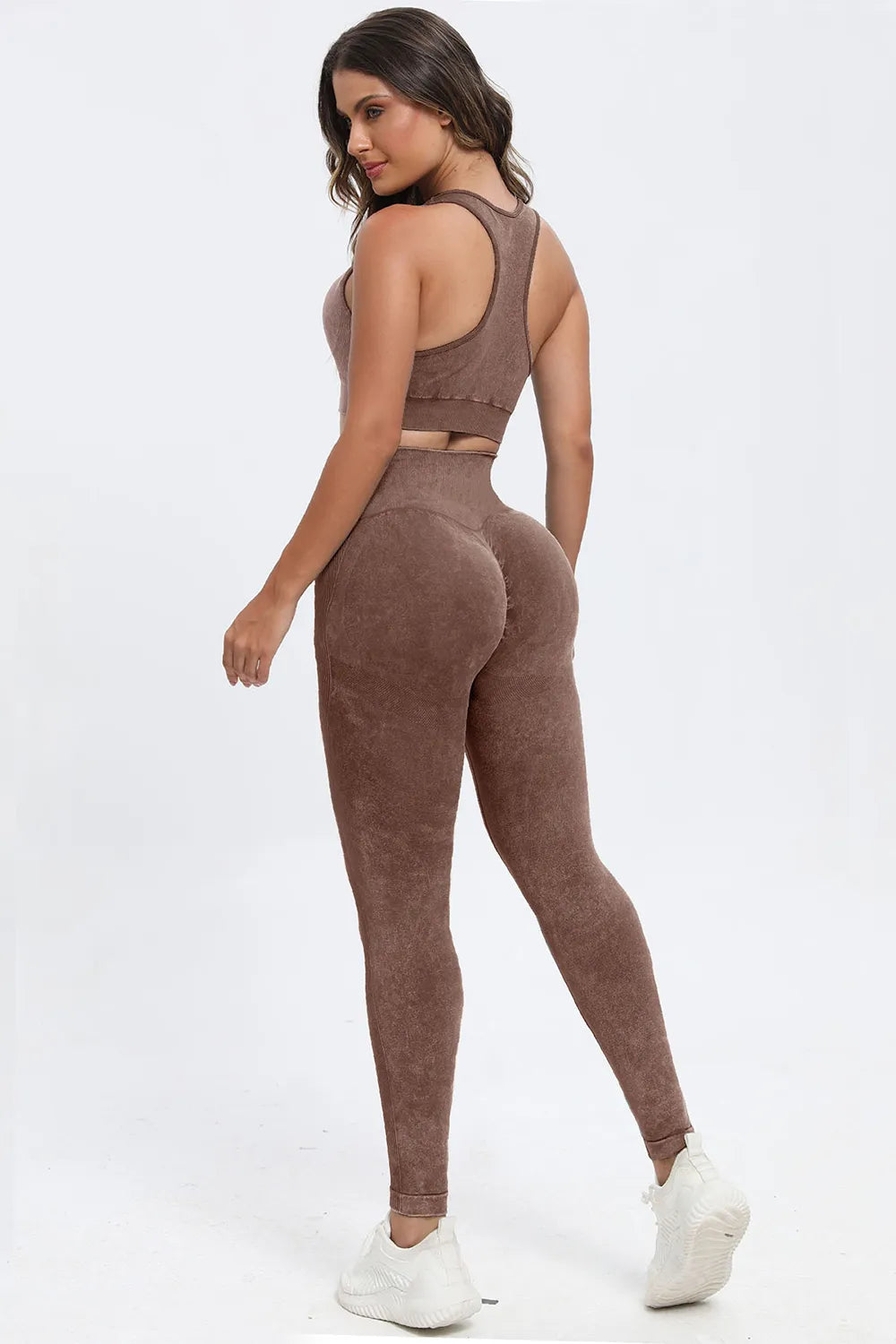 3 Piece Washed Square Neck Wide Strap Active Set Easy Apparels