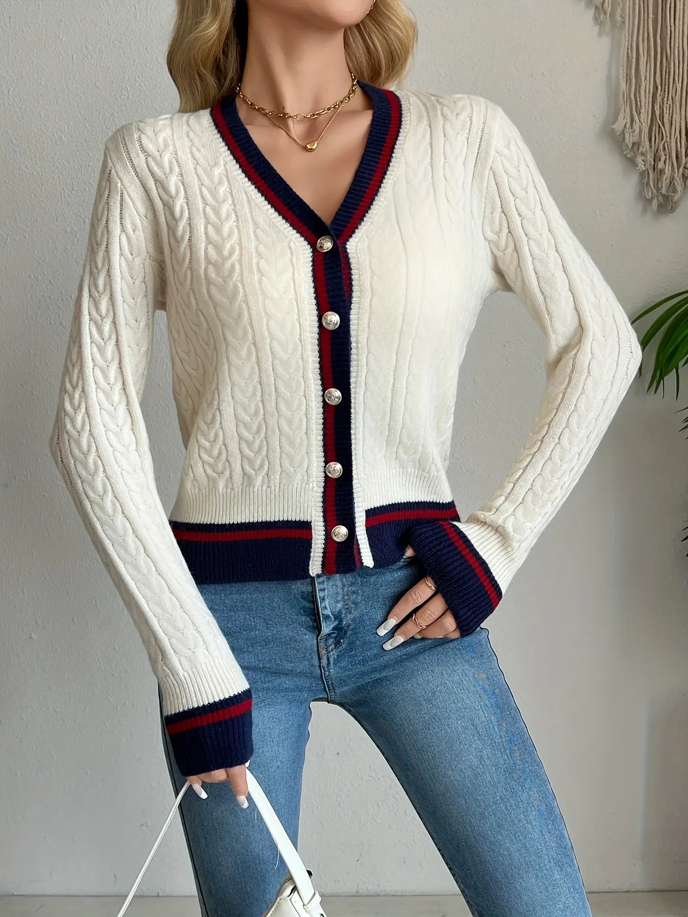 Cable Knit Button-Front Cardigan Easy Apparels