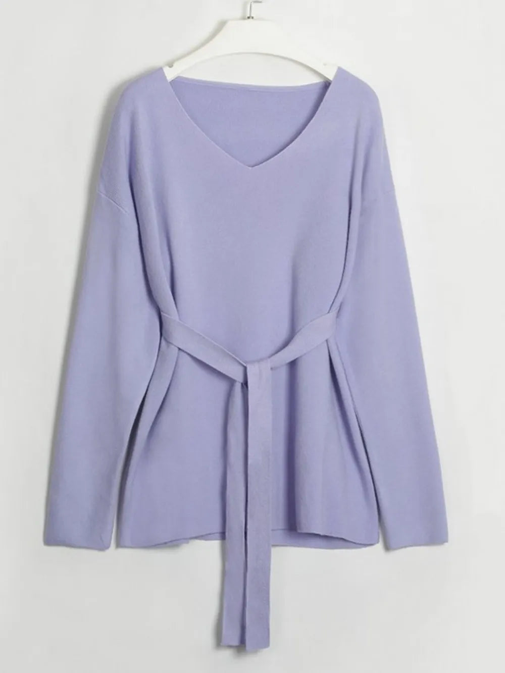 V-Neck Long Sleeve Top and Drawstring Pants Sweater Set Easy Apparels