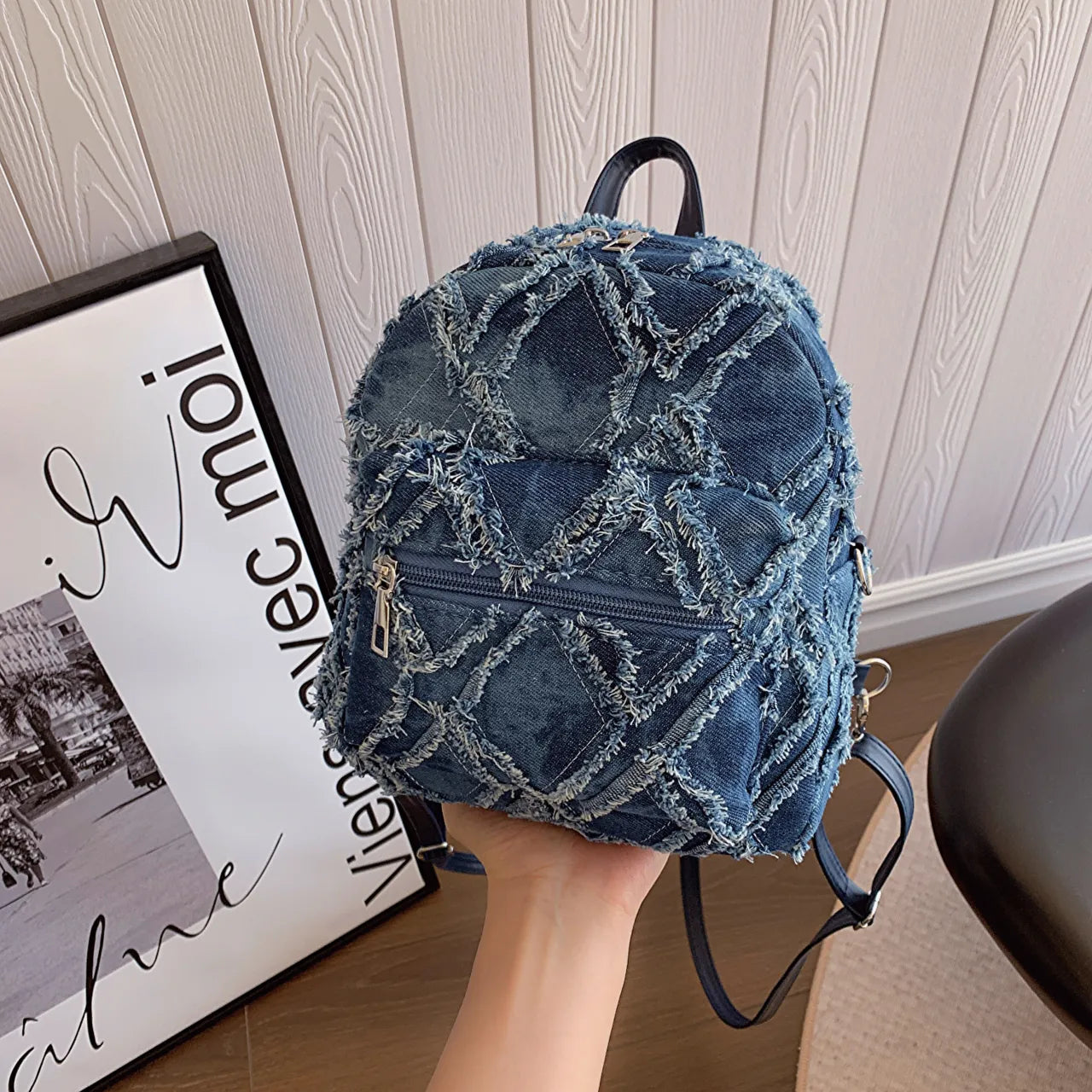 Fringe Edge Mini Backpack Bag Dusty Blue onesize Easy Apparels