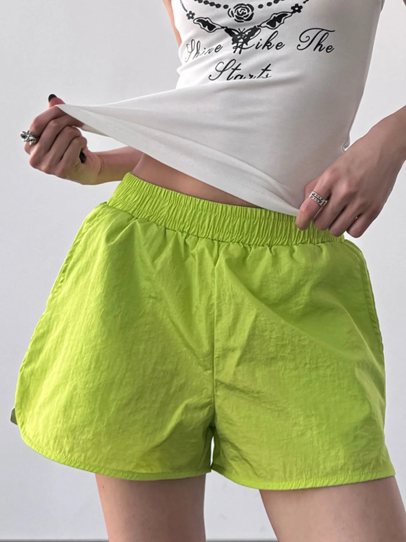 Elastic Waist Active Shorts Green Easy Apparels