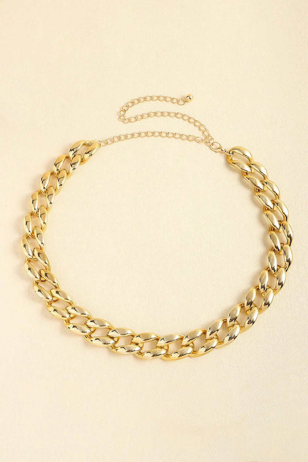 1" Width Acrylic Curb Chain Belt Gold One Size Easy Apparels