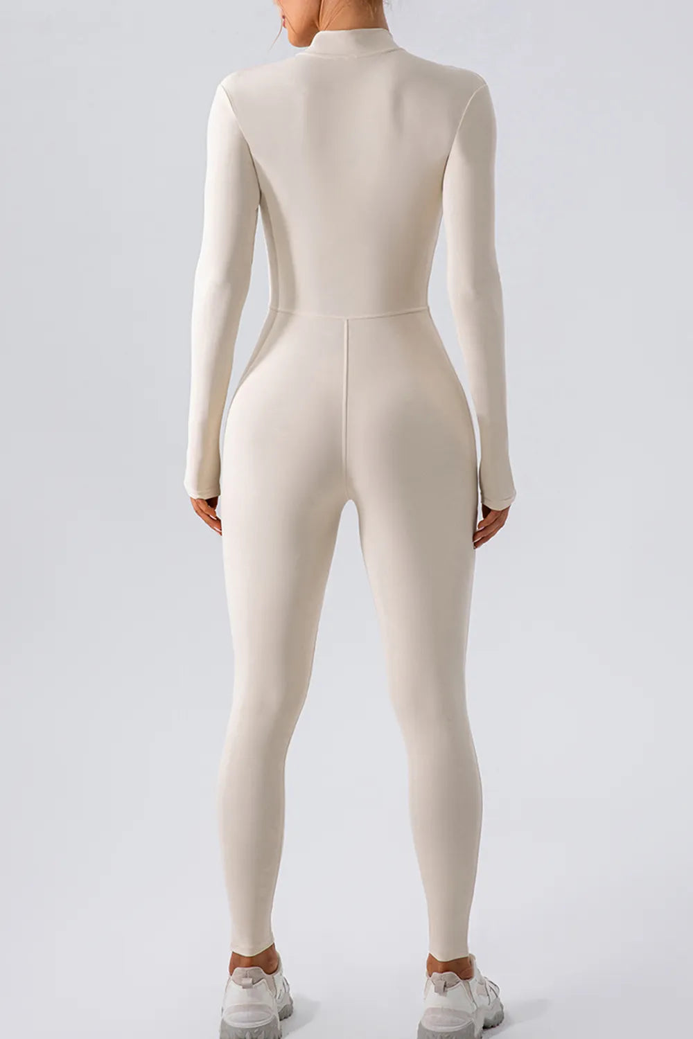 Half Zip Mock Neck Active Jumpsuit Easy Apparels