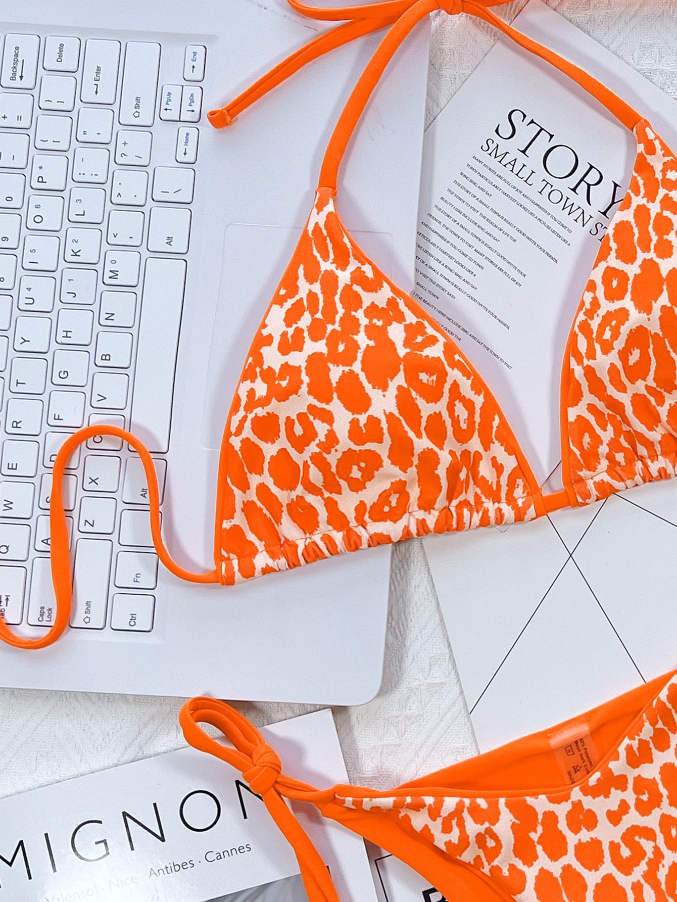 Leopard Print Halter Neck Tie Side Bikini Set Easy Apparels