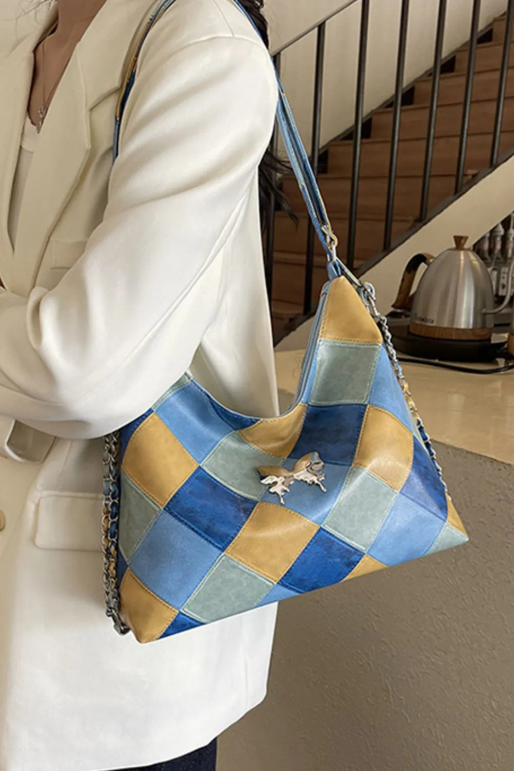 PU Leather Color Block Shoulder Bag Easy Apparels