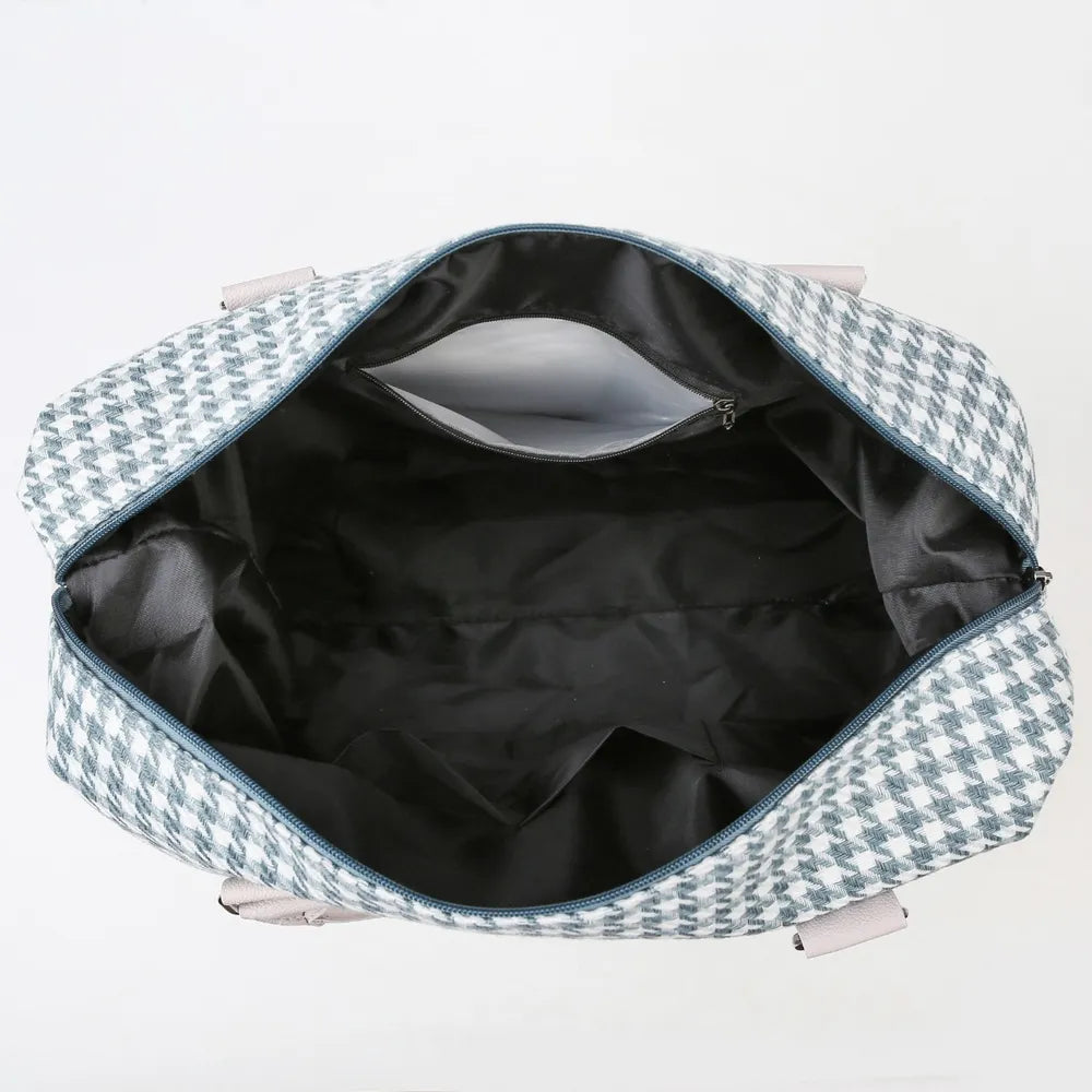 Houndstooth Canvas Travel Bag Easy Apparels