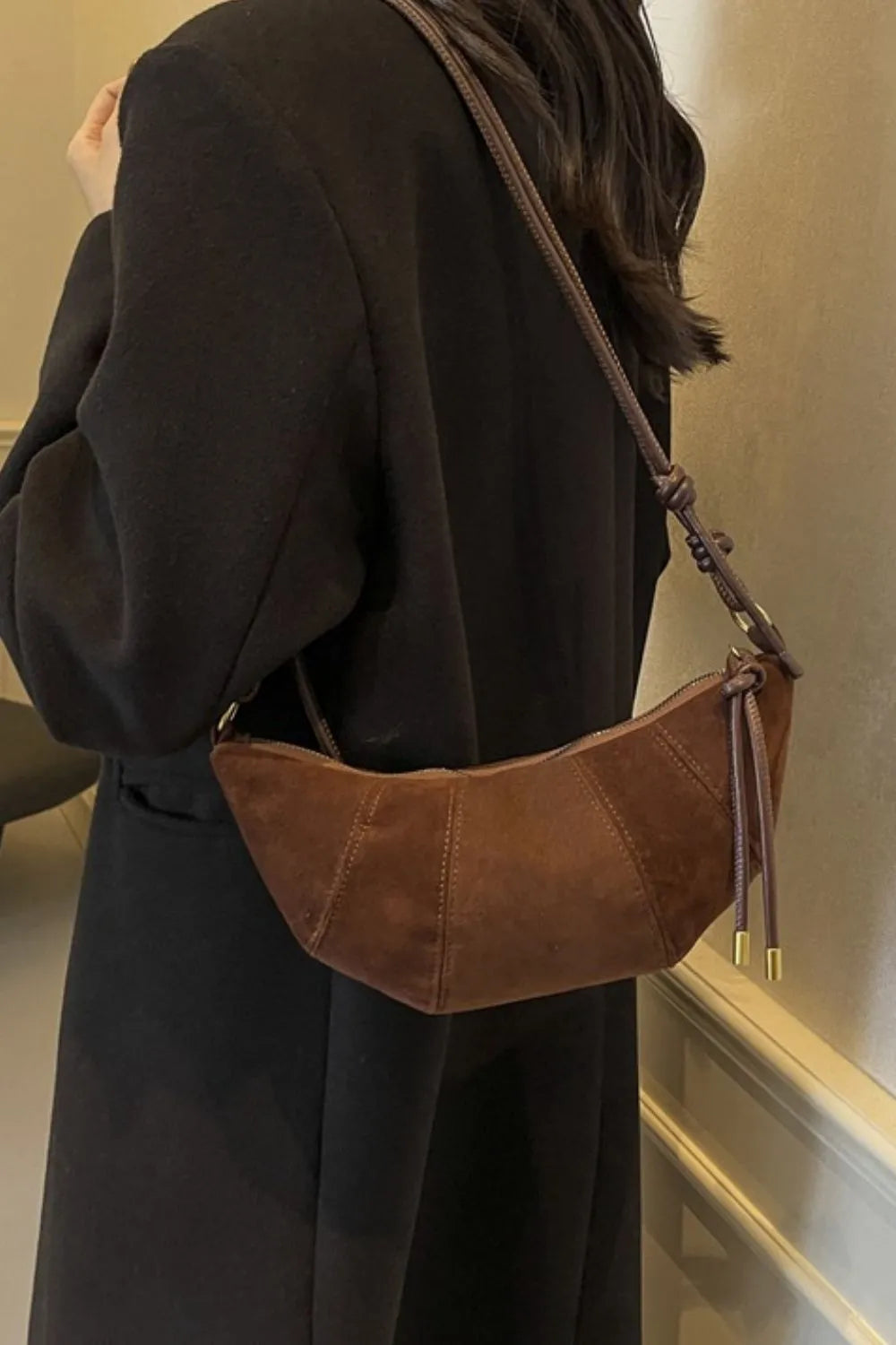 PU Leather Strap Suede Shoulder Bag Easy Apparels