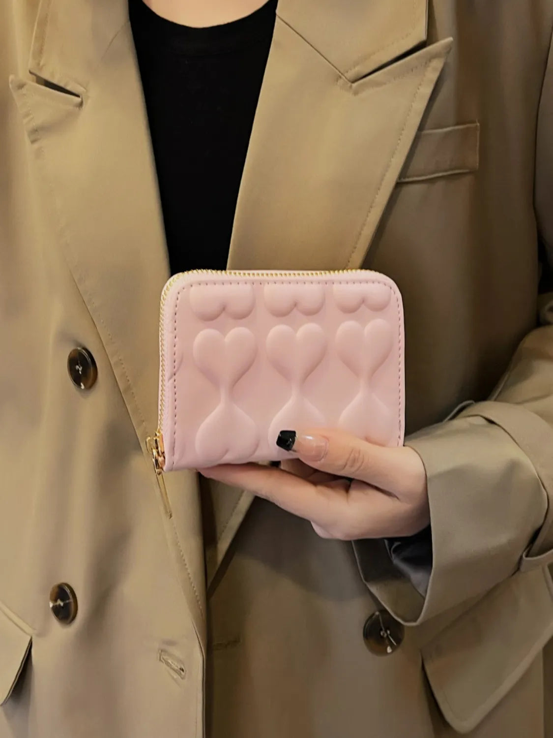 PU Leather Card Case Blush Pink One Size Easy Apparels
