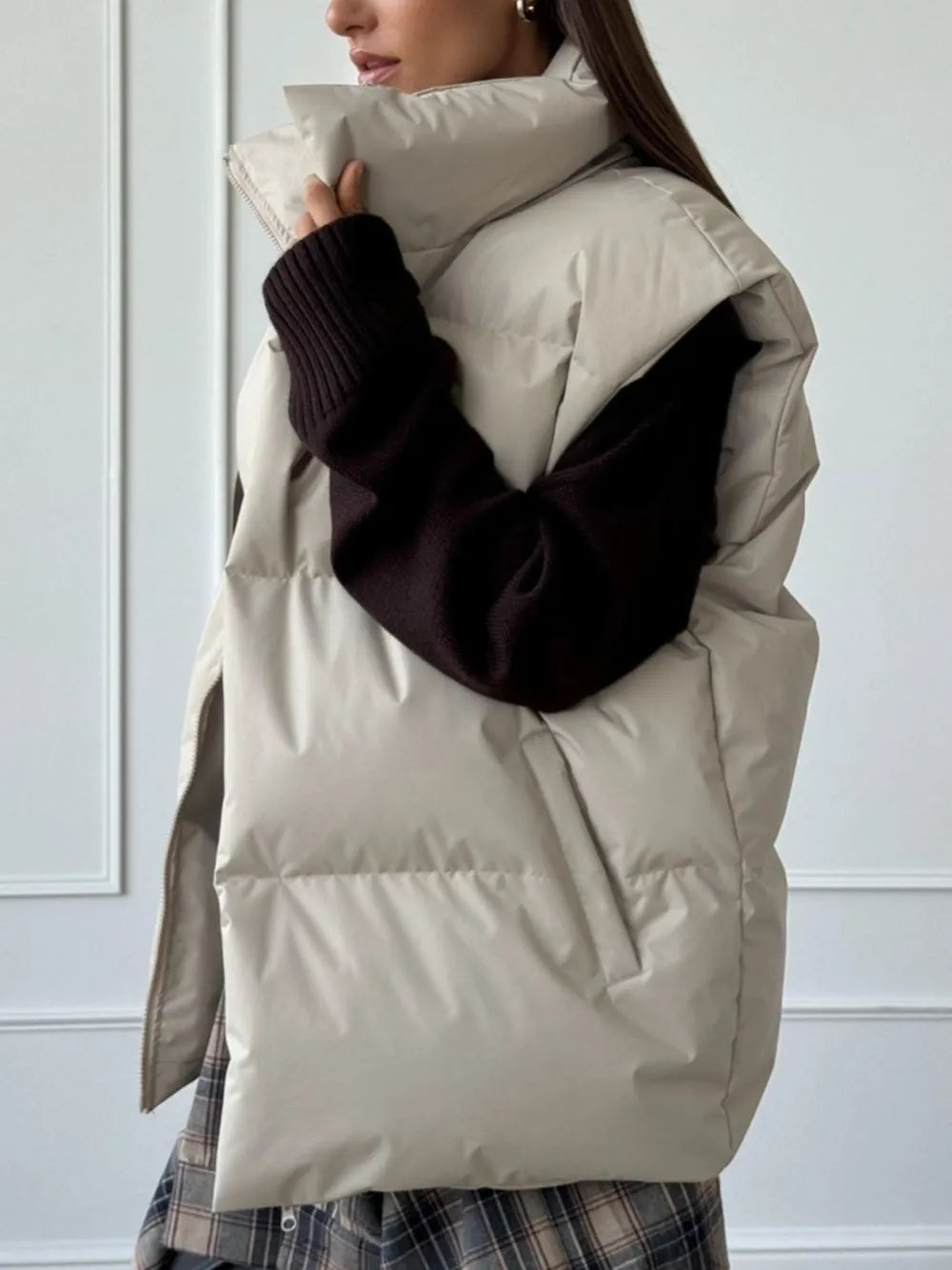 Zip Up Turtleneck Vest Coat Easy Apparels