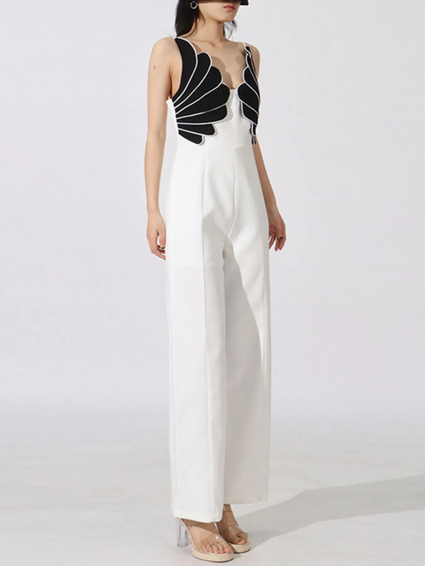 Contrast Sleeveless Wide-Leg Jumpsuit Easy Apparels