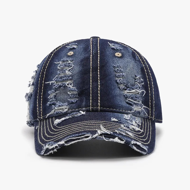 Distressed Adjustable Cotton Baseball Cap Medium One Size Easy Apparels
