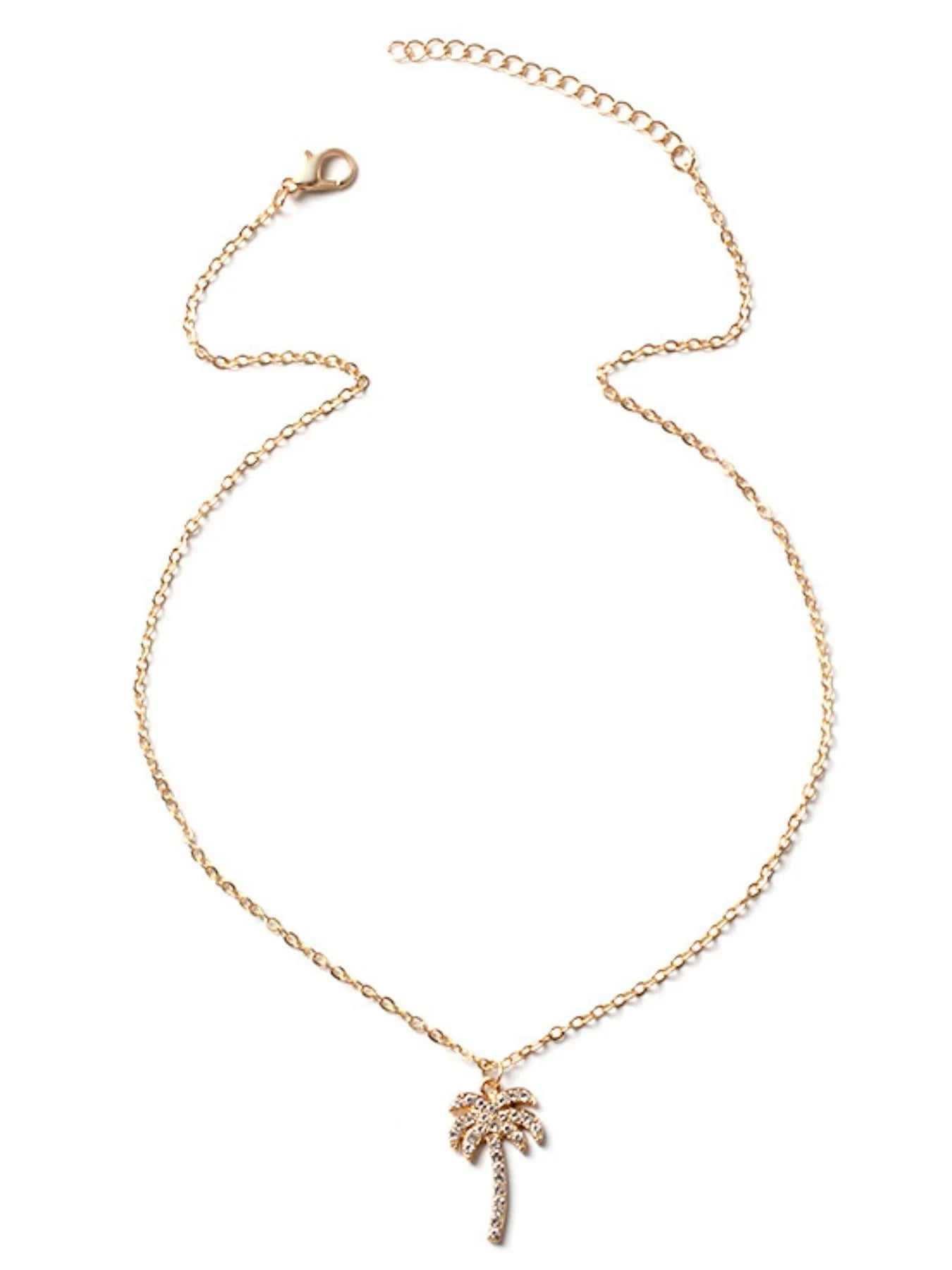 Zircon Palm Tree Pendant Necklace Easy Apparels