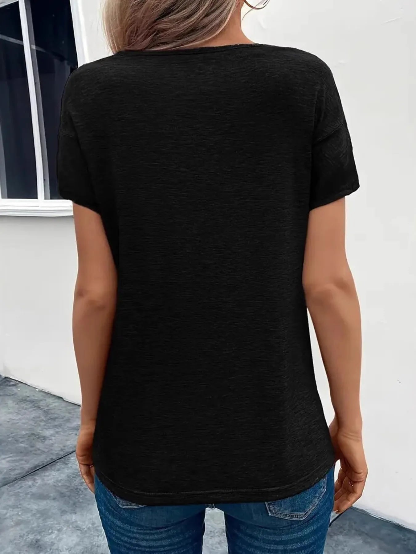 Trendsi Short Sleeve V-Neck Ruched T-Shirt