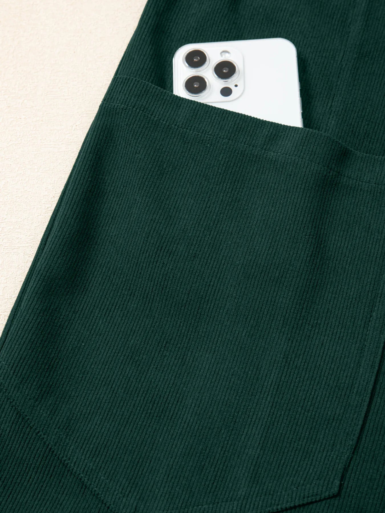 Corduroy V Neck Patched Pocket Sleeveless Jumpsuit Easy Apparels