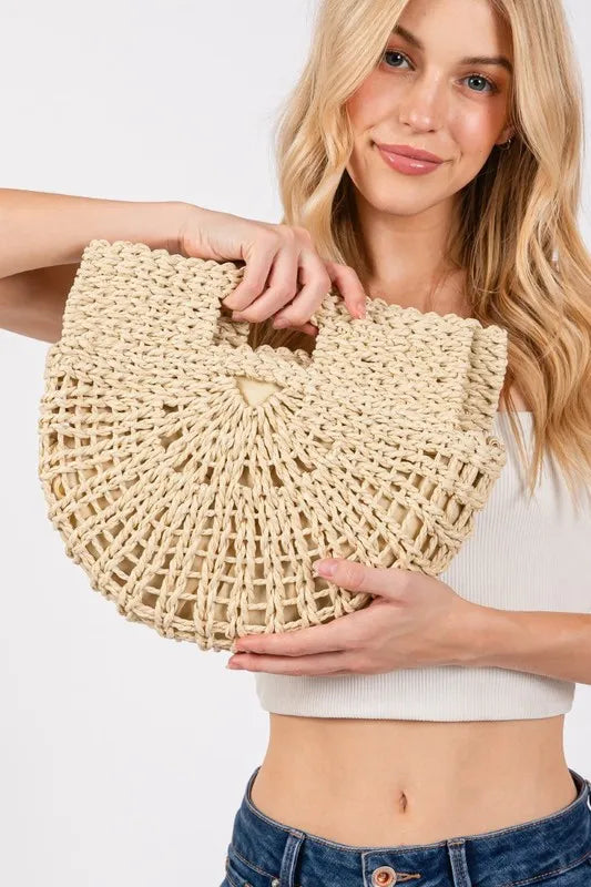 Fame Braided Semi Circle Tote Bag Easy Apparels