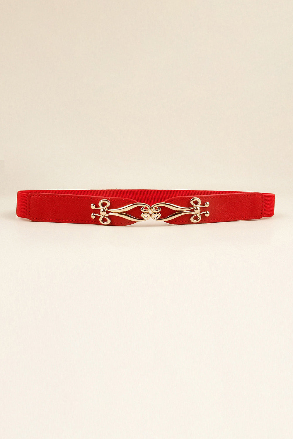 Alloy Buckle Elastic Belt Red One Size Easy Apparels