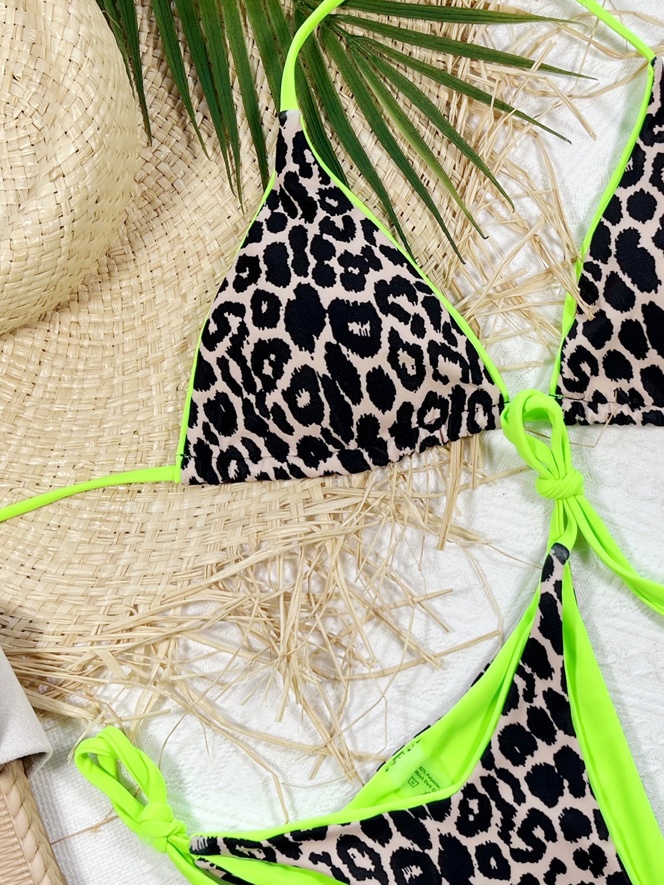Leopard Print Halter Neck Tie Side Bikini Set Easy Apparels