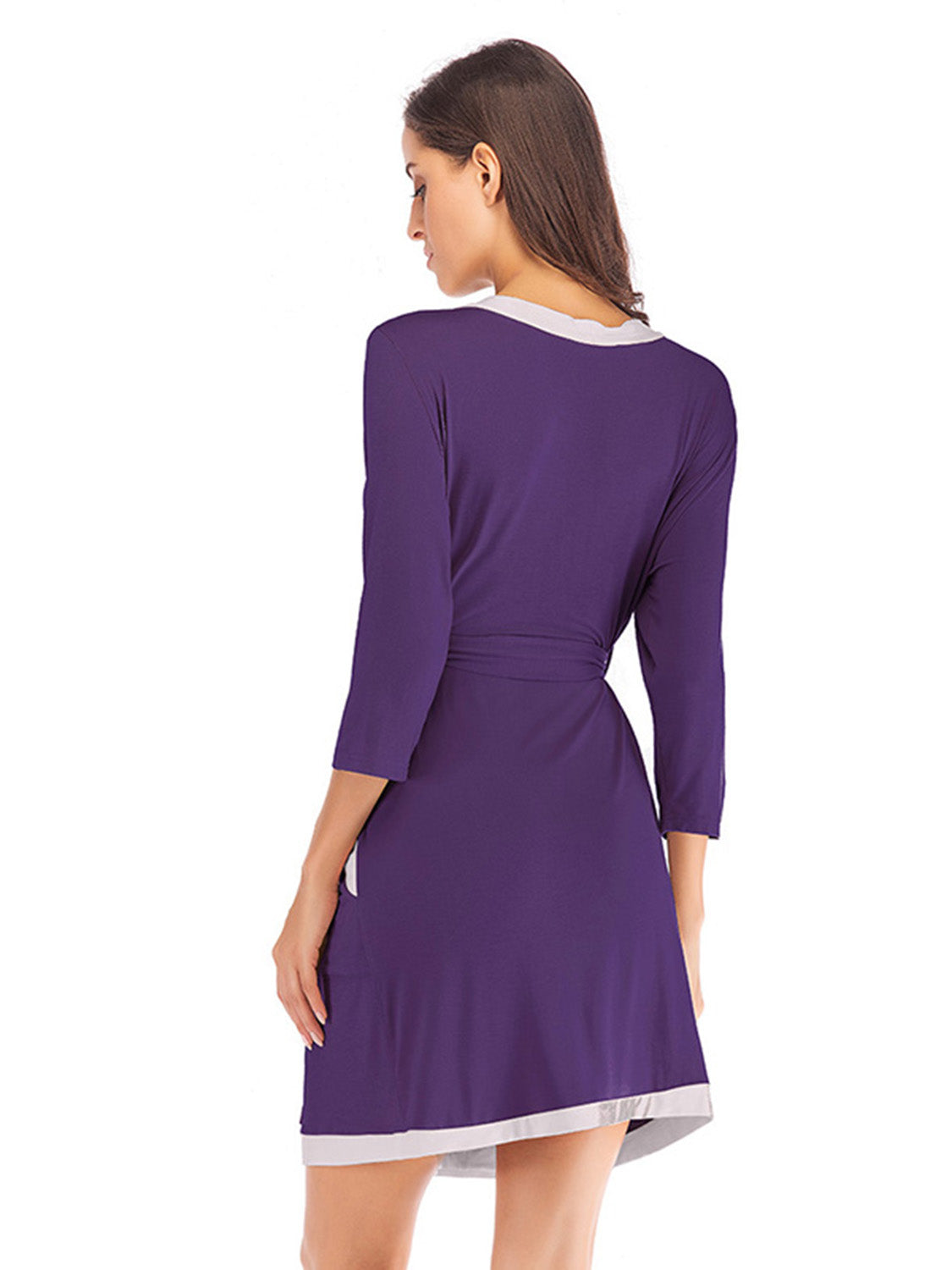 Tie Waist Surplice Neck Robe with Pockets Easy Apparels