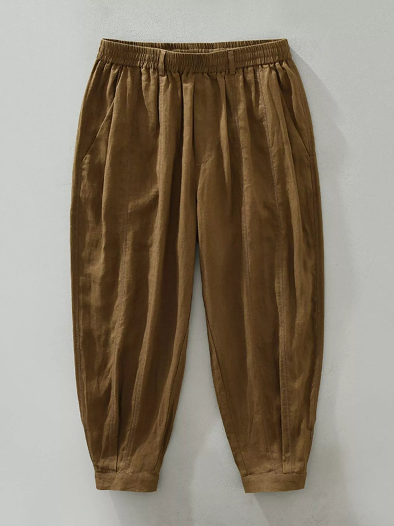 Men's Plus Size Drawstring Wide Leg Pants Brown Easy Apparels