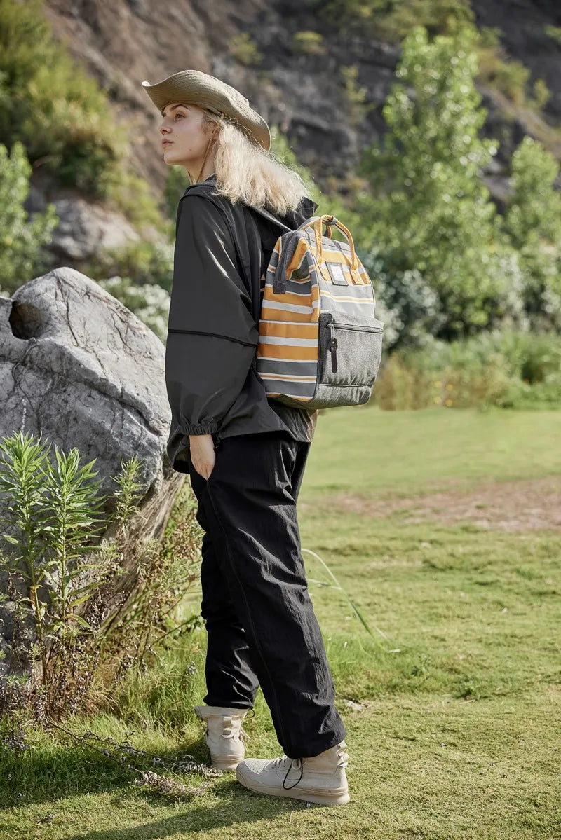 Himawari Striped Waterproof Nylon Backpack Bag with Side Pockets Easy Apparels