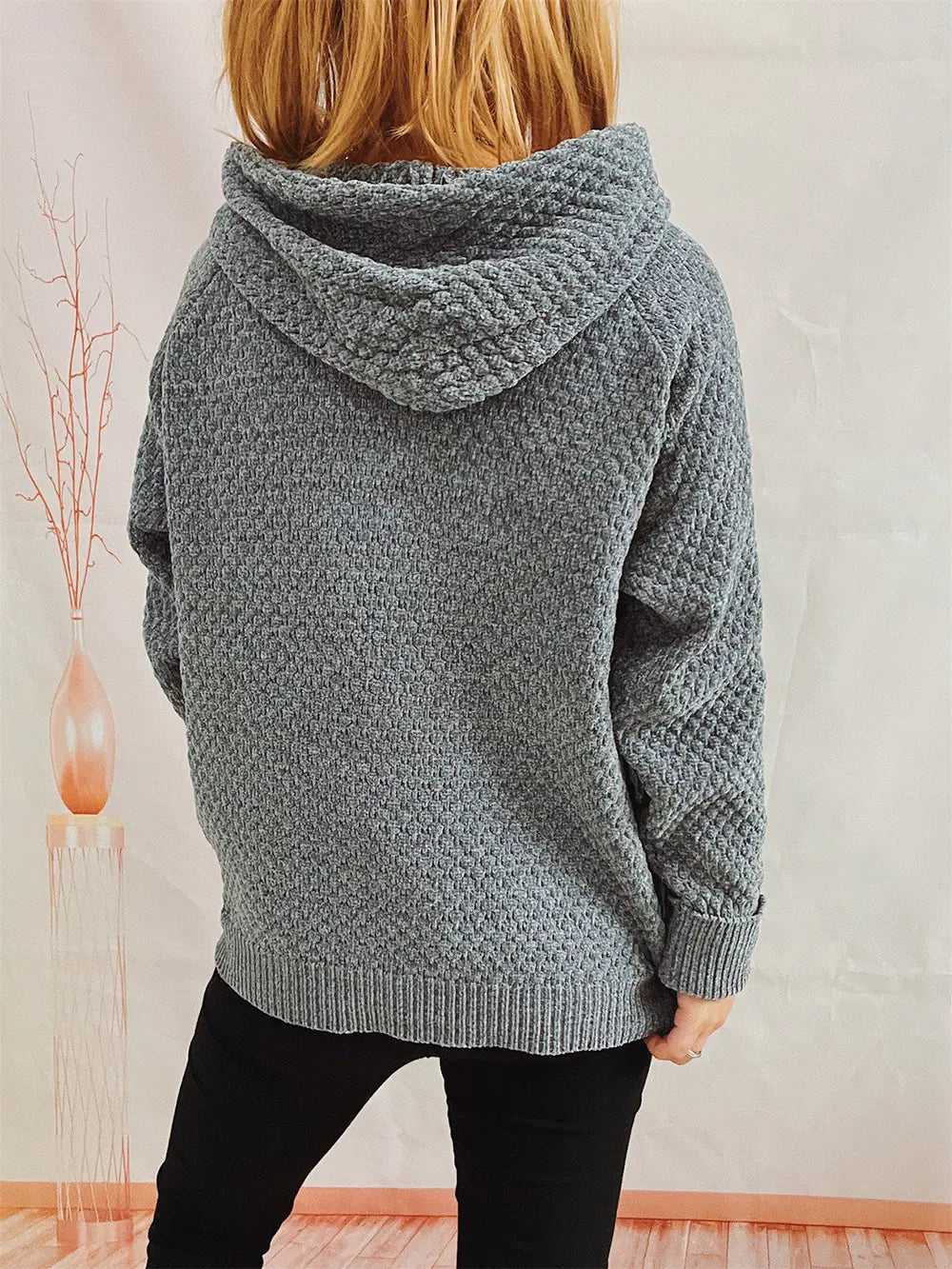 Drawstring Long Sleeve Hooded Sweater Easy Apparels