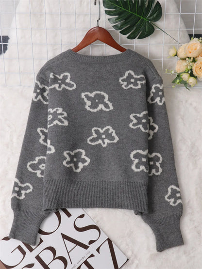 Floral Pattern Button-Up Cardigan Easy Apparels