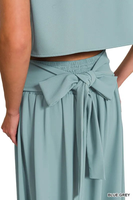 Zenana Heavy Woven Span Crop Tee & Skirt Set Easy Apparels