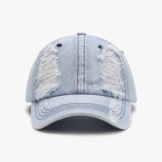 Distressed Cotton Baseball Cap Light One Size Easy Apparels