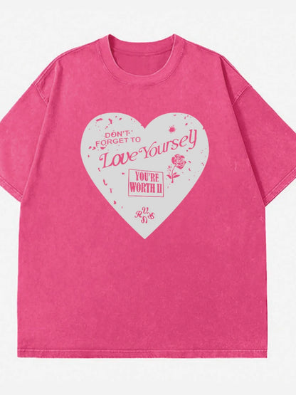 Trendsi Heart Round Neck Short Sleeve T-Shirt Rose Red