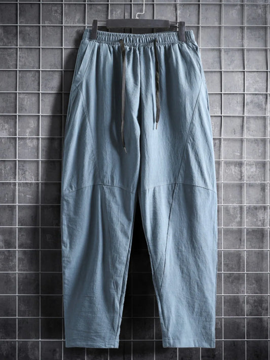 Men's Plus Size Drawstring Wide Leg Pants Pastel Blue Easy Apparels
