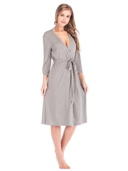 Plunge Tie Front Night Dress Easy Apparels