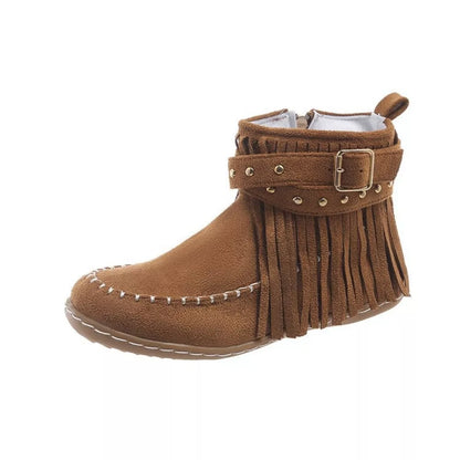 Fringe Round Toe Boots Easy Apparels