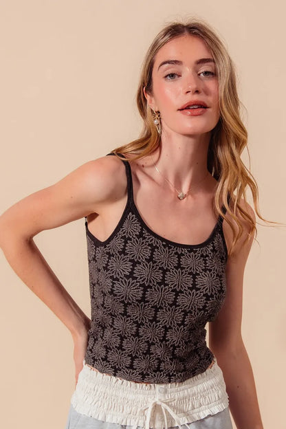Trendsi SO ME Two Tone Floral Seamless Tank Top