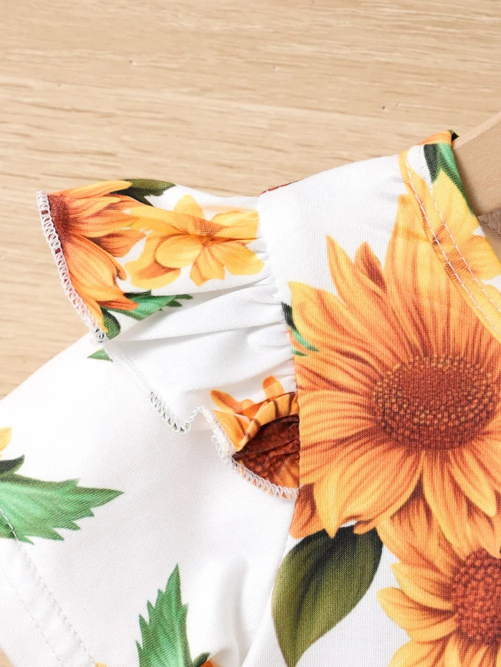 Children's Sunflower Ruffled Short Sleeve Top and Shorts Set Easy Apparels